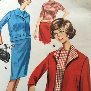 Vintage 1960s Butterick Pattern 2178 Jacket Skirt Suit 60s Style Boxy Jacket Pattern Size 14 Vintage 60s Fashion Suit Jacket Skirt Pattern