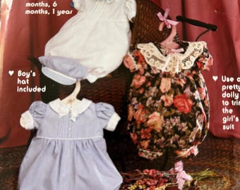 Vintage Christening Suit Boy or girl Baby Full Balloon pants outfit boys hat.  Size newborn -3 months, 6 months, 1 year Billie Perkins