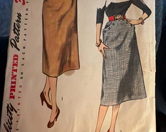 Simplicity 3984 Simple to Make Skirt waist 24 hip 33 cut complete orig pattern Slim Skirt MCM Mid Century Modern