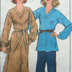 Vintage 70s Pattern Simplicity 8570 Size 10 12 Bust 32 34 Pullover Dress or Tunic and Tie Belt 1978 Knit Dress or Tunic Top Multi Sizes