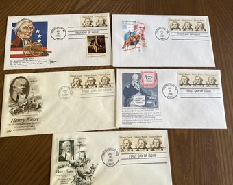 First Day Covers Postage Stamp Covers July 1985  Henry Knox Revolutionary war general 5 FDC envelopes stamped not addressed