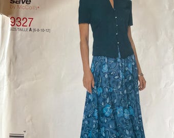 90s STYLE full Skirt top Dressy bias pull on skirt Size 6- 14 McCalls 9327 1998 orig pattern cut complete Stitch N Save princess seam top