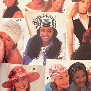 Simplicity 8699 factory folded pattern HAT 10 style turban beret cap hat 1993 Randy Allen design compliments uncut hat pattern hard to find