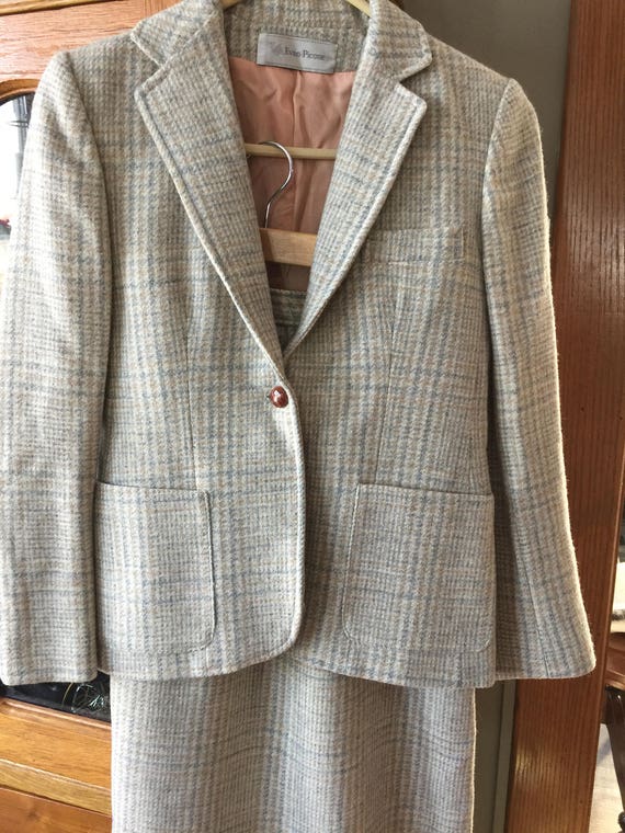 Evan Picone Sale Half Off Vintage Wool Plaid Jacket And Skirt Etsy