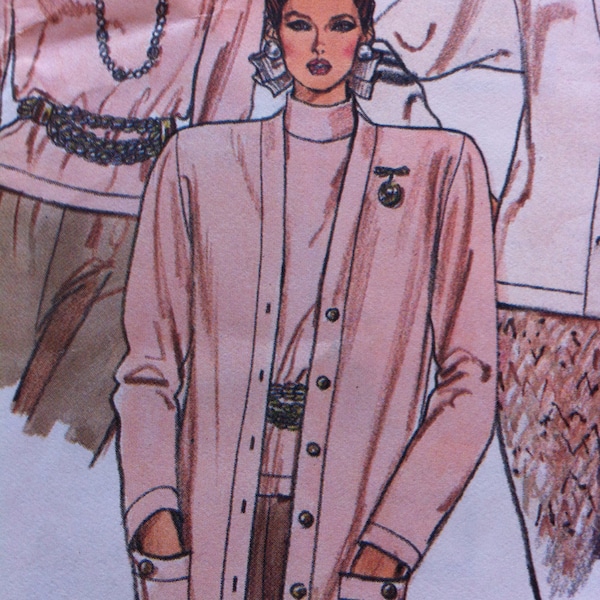 Vintage Very Easy Very Vogue Pattern 1983 80s No. 9668 Size 8 10 12 Misses Cardigan and Top