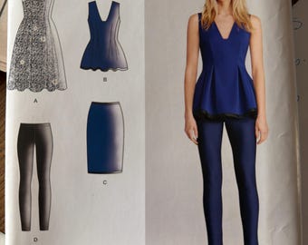 Simplicity 1104 Cynthia Rowley designer multi Size 14-22  Misses' orig pattern Dress Tunic knit Leggings Skirt cut at sz 16 complete stylish