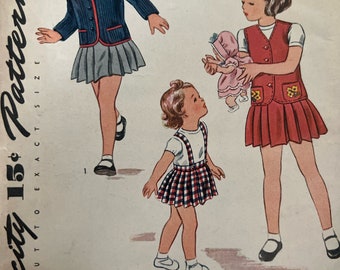 40s Pattern Simplicity 1070 size 2 cardigan jacket and skirt Pattern Antique Vintage toddler pattern original pattern