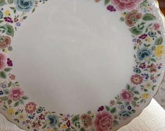 Vintage Smithsonian 1992 Plate 10 1/4inch design adapted from Embroidered Chinese Silk Shawl     beautiful Floral design with gold edge SALE