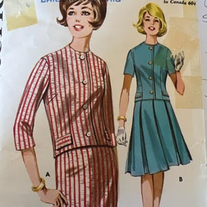 Vintage 1960s Butterick Pattern 2637 Jacket Skirt Suit 60s Jacket young Jr size 11 bust 31 1-2 Vintage 60s Fashion Suit Jacket Skirt Pattern