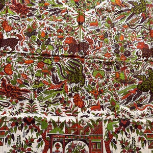 Veritable Java Hollandis 1345R Lovely fabric 2 yards Burnt Orange Green Brown cotton Guaranteed Dutch Java Print