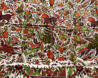 Veritable Java Hollandis 1345R Lovely fabric 2 yards Burnt Orange Green Brown cotton Guaranteed Dutch Java Print