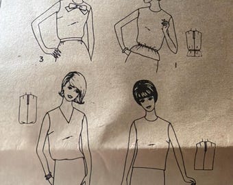 Simplicity 5932 Simplicity Blouse shirt sleeveless sz 14 bust 34 60s style cut complete orig pattern