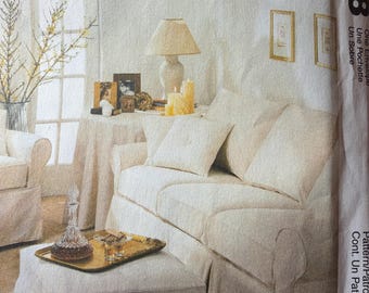 McCalls 3278 PILLOWS Cover Essentials Slipcovers for Sofa-Chair-Ottoman Round Tablecloth Square  Pillow Home Decorating orig pattern- home