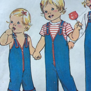Vintage 70s 1975 Size 2 TODDLER Growth OVERALLS Breast 21 in Simplicity 7031 1975 70s style SIZE 2 Boys or Girls