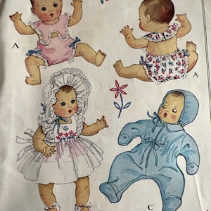 Vintage 1940s Baby Doll Clothes pattern Dy-Dee Dolls Mccalls 1493 Vintage 40s Pattern Sewing baby doll clothes size 11 1/2   15 or 20 inch