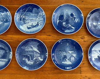 Royal Copenhagen Denmark B & G Christmas Collectible Plates  7 in porcelain Blue
