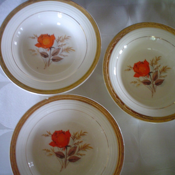 PIF Pay it Forward Limoges Vintage Vermillion Rose Triumph Series 3 Small Bowls PIF Listing