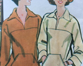 Vintage 70s Pattern Simplicity 8243 Jiffy Pants Pullover Blouson Top Size 14 Misses Easy Jiffy Plus Tunic Blouson TOP pullover top pattern