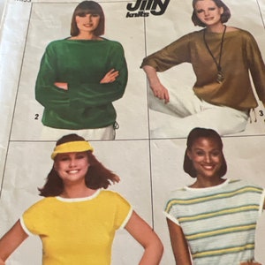 Vintage 70s Pattern Simplicity No. 8088 Size 14 Jiffy Knits tops 1977