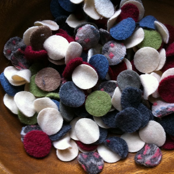 Felted Wool 1 1/4 inch Felt Circles 25 Variety of Colors Ready for your next Project  25 Circles