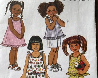Toddler Butterick No. 4173 Top Dress Shorts pants Sizes 4,5,6 Toddler Fast Easy Pattern FF uncut