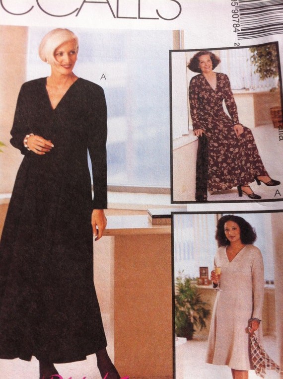 90s STYLE Dress Long Sleeve Dress Size 14 Mccalls 9078 1997 PRINCESS SEAMS  Long Sleeve Two Lengths One Sleeve Piece V Neck - Etsy