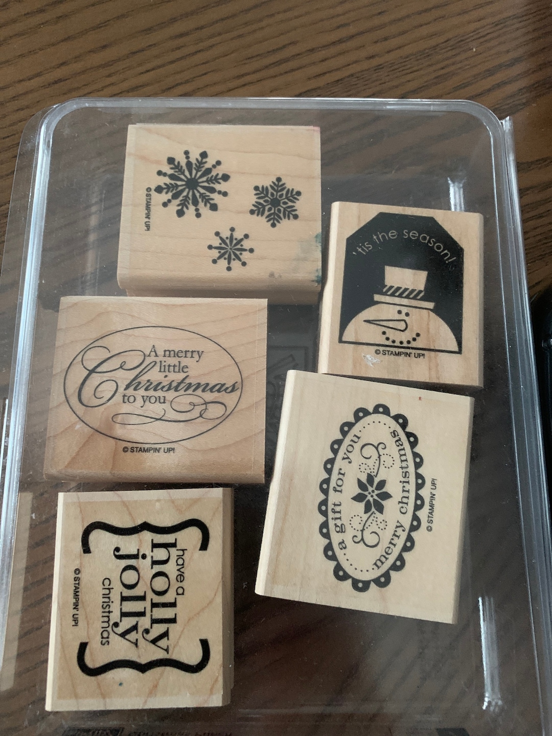 Stampin up Wooden Mount Rubber Stamp Set Holiday Christmas Set of 5 ...