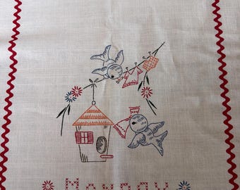 Days of the week Kitchen towel fabric 2009 fabric reproduced to look like vintage towels of the 30-40s. Birds