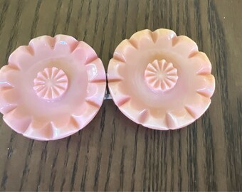 Antique Pink Celluloid belt buckle and clasp 1 11/16” each flower piece beautiful pink Belt Buckle floral design sewing mixed media