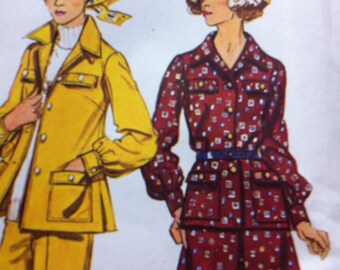 Vintage 70s Shirt Jacket Skirt and Pants Pattern SIMPLICITY  No. 6106 Size 14  Vintage Pattern Jacket Pants Skirt Look Slimmer Pattern