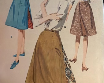 1960s Butterick 2797 waist 26 hip 36 uncut/FF orig pattern WRAP skirt 2 styles 1960 era