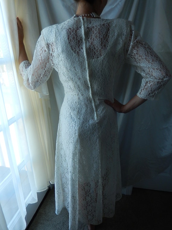 Lace Boho Wedding Dress - White Prairie Style Lac… - image 5