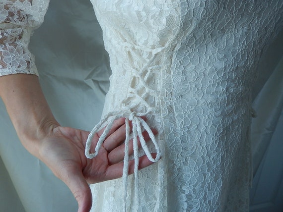 Lace Boho Wedding Dress - White Prairie Style Lac… - image 2