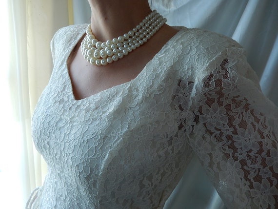 Lace Boho Wedding Dress - White Prairie Style Lac… - image 7