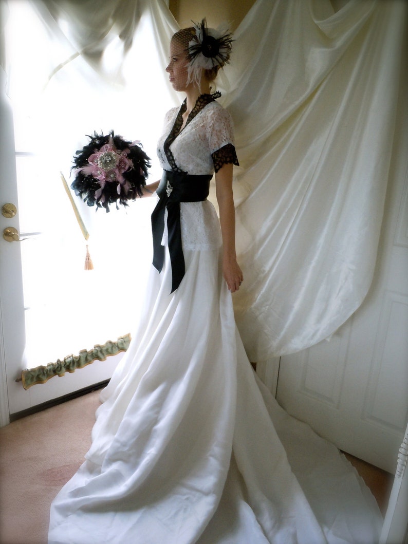 Wedding Gown Wedding Dress Black And White Wedding Dress Etsy