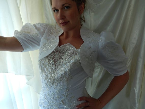 Vintage Wedding Gown Jacket Beaded Strapless Wedding Dress Etsy
