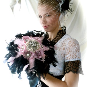 Brooch Bouquet - Broach Bouquet - Feather & Brooches Bouquet - Pink Broach Bouquet - Bridal Broaches