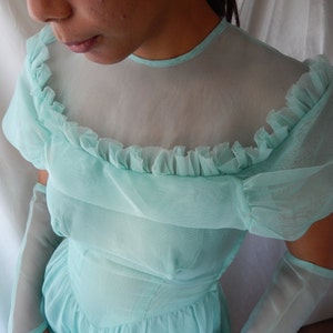 Vintage Bridesmaid Dress - Light Aqua Blue Gown - Bridesmaid Gown - Vintage Blue Gown - 1940s Gown