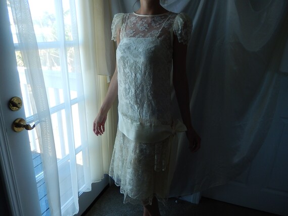 Cream Lace Wedding Dress - Chantilly Lace Boho We… - image 7