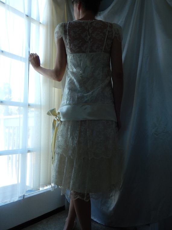 Cream Lace Wedding Dress - Chantilly Lace Boho We… - image 4