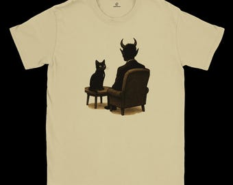Catlove T-Shirt: Devil & Black Cat Graphic Tee