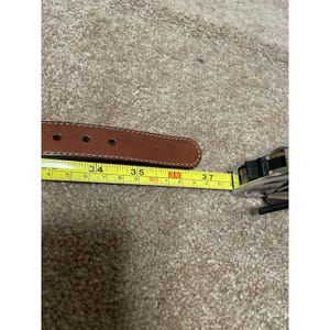 VTG Brighton Leather Belt Duck Size 34 Blue Brown Solid Brass Buckle image 7