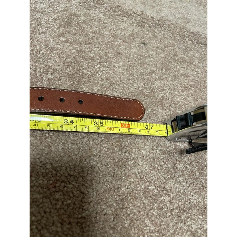 VTG Brighton Leather Belt Duck Size 34 Blue Brown Solid Brass Buckle image 7