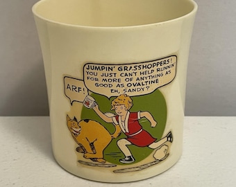 Ovaltine Orphan Annie Beetleware Cup Jumpin Grasshoppers Wander Co Vintage 1930