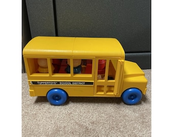 Vintage Tupperware Tupper Toys School District Yellow Bus w/People
