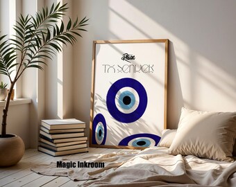 Onda ögat "Returnera till avsändaren"-tryck | Handmålad bohemisk dekor (digital nedladdning)