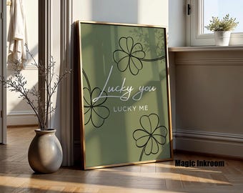 Salviagrön klövertryck | Väggkonst med tur du, tur jag (digital nedladdning)