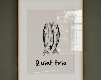 Fiskskisstryck | Minimalistisk kustväggkonst (digital nedladdning)