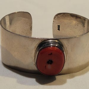 Sterling Silver Bracelet with Red Coral