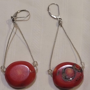 Sterling Silver & Rare Red Coral Earrings